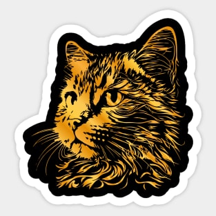 Gold cat, cute face cat with gold colors for cats lovers Sticker